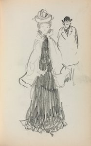 Italiensk skissbok: Stående kvinna och man sida 125, 1898-1899. av Maurice Brazil Prendergast