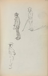 Italiensk skissbok: Tre stående män sida 44, 1898-1899. av Maurice Brazil Prendergast