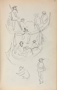 Italiensk skissbok: Två gondoler med figurer, 1898-1899. av Maurice Brazil Prendergast