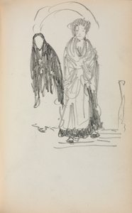Italiensk skissbok: Två stående kvinnor sida 123, 1898-1899. av Maurice Brazil Prendergast