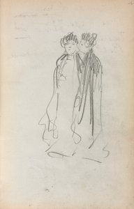 Italiensk skissbok: Två stående kvinnor sida 4, 1898-1899. av Maurice Brazil Prendergast
