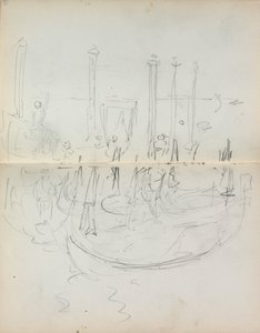Italiensk skissbok: Venetian Harbour View sid 37 & 38, 1898-1899. av Maurice Brazil Prendergast
