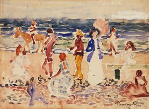 På stranden, ca 1920-23 av Maurice Brazil Prendergast