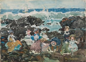 Surf, Cohasset, ca 1900-5 (akvarell och grafit) av Maurice Brazil Prendergast