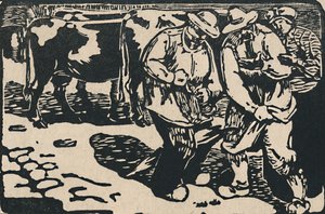Marknad i Auvergne - Från Au Pied Des Puys, 1919 av Maurice Busset