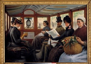 I omnibus Passagerare bosätter sig i en omnibus. Målning av Maurice Delondre (1800-talet) 1890 sön. 0,66x0,94 m Paris, Musee Carnavalet av Maurice Delondre