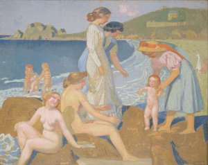 Badgäster på Perros Guirec av Maurice Denis