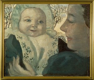 Bernadette och hennes mor (målning på duk) av Maurice Denis