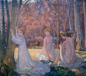 Figurer i Spring Landscape Sacred Grove, 1897 av Maurice Denis