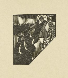 Illustration som visar Kristus och nunnor som bär korset med en dikt i diktsamlingen Sagesse av Paul Verlaine Deux nouveau bois pour Sagess de Paul Verlaine L
