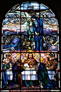 Maurice Denis museum, Saint Germain en Laye, Frankrike, Saint Louis kapell (1919-1930) (målat glas) av Maurice Denis