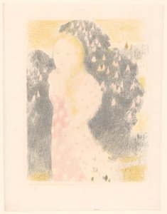 Flicka framför en blommande buske Les crépuscules ont une douceur (titel på objekt) Representationer av kärlek (serietitel) Amour (serietitel) av Maurice Denis