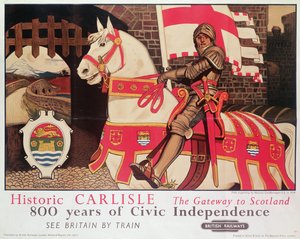 British Rail-affisch med reklam "Historic Carlisle, Gateway to Scotland", 1924