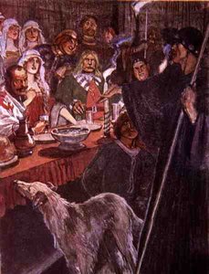 "Second to None" sa pilgrimen som stod nära nog att höra, illustration från "Ivanhoe for Boys and Girls", återberättad av Alice Jackson, pub. 1924 (litho) av Maurice Greiffenhagen