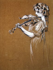 Ung flicka som spelar en fiol av Maurice Langaskens
