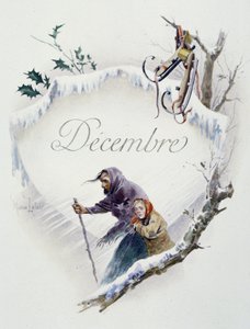 December "" Månadens sång"" av Jérôme Doucet, illustration - Maurice Leloir, red. Reims 1904. L. Michaud av Maurice Leloir