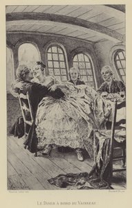 Middag ombord på fartyget (gravyr) av Maurice Leloir