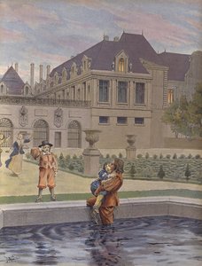 Fall av den unge Ludvig XIV i poolen av Palais-Royal av Maurice Leloir