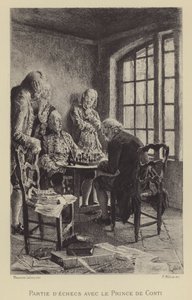Schackspel med prinsen av Conti (gravyr) av Maurice Leloir