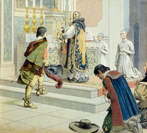 Frankrikes historia: Francois Leclerc du Tremblay sa att fader Joseph (1577-1638) eminence grise (förtrogna och kollaboratör) av kardinal Richelieu (Armand Jean du Plessis) av Maurice Leloir