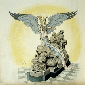 Frankrikes historia: Monument till Armand Jean du Plessis, kardinal de Richelieu (1585-1642), Ludvig XIII:s minister, vid Sorbonneskolan, Paris. Illustration av Maurice Leloir (1853-1940) i "" Richelieu"" av Maurice Leloir