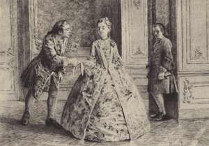 Illustration till bok III av Jean-Jacques Rousseaus bekännelser (gravyr) av Maurice Leloir