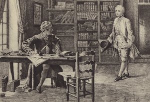 Illustration till bok IX av Jean-Jacques Rousseaus bekännelser (gravyr) av Maurice Leloir