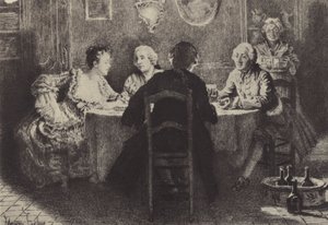 Illustration till bok VIII av Jean-Jacques Rousseaus bekännelser (gravyr) av Maurice Leloir