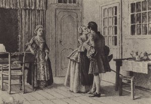 Illustration till bok V av Jean-Jacques Rousseaus bekännelser (gravyr) av Maurice Leloir