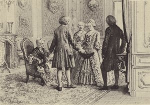 Illustration till bok XI av Jean-Jacques Rousseaus bekännelser (gravyr) av Maurice Leloir