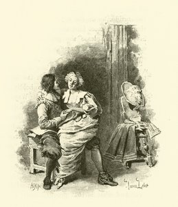 Illustration för De tre musketörerna (gravyr) av Maurice Leloir