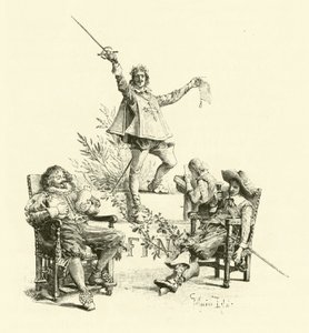 Illustration för De tre musketörerna (gravyr) av Maurice Leloir
