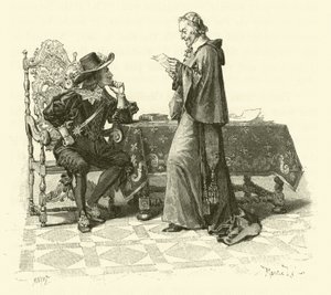 Illustration för De tre musketörerna (gravyr) av Maurice Leloir