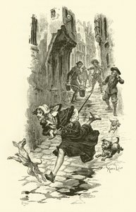 Illustration för De tre musketörerna (gravyr) av Maurice Leloir