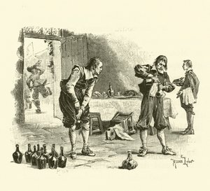 Illustration för De tre musketörerna (gravyr) av Maurice Leloir
