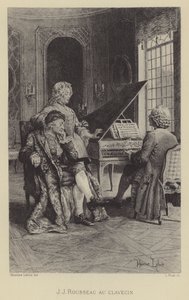 Jean-Jacques Rousseau vid cembalo (gravyr) av Maurice Leloir