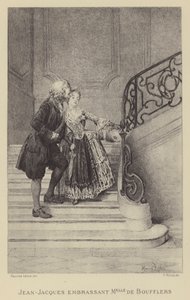 Jean-Jacques Rousseau kysser Madame de Boufflers (gravyr) av Maurice Leloir