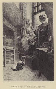 Jean-Jacques och Therese vid fönstret (gravyr) av Maurice Leloir