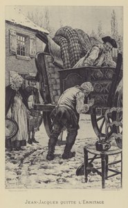 Jean-Jacques lämnar Eremitaget (gravyr) av Maurice Leloir