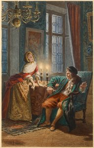 Moliere och Madeleine Bejart (illustration) av Maurice Leloir