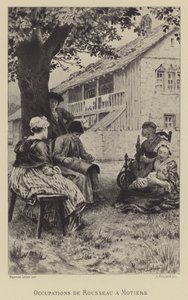 Rousseaus ockupationer i Motiers (gravyr) av Maurice Leloir