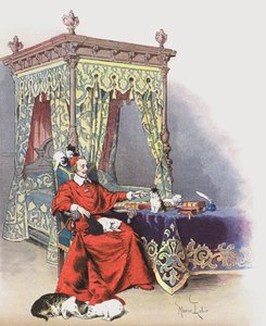 Richelieu leker med sina husdjurskatter av Maurice Leloir