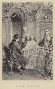 Rousseau på besök hos Madame Dupin (gravyr) av Maurice Leloir