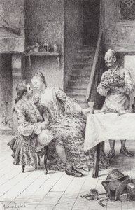 Scen från Manon Lescaut (gravyr) av Maurice Leloir