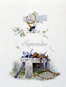 September "Månadens sång" av Jérôme Doucet, illustration - Maurice Leloir, red. Reims 1904. L. Michaud av Maurice Leloir