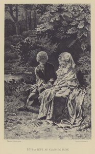 Tete-a-tete i månskenet (gravyr) av Maurice Leloir