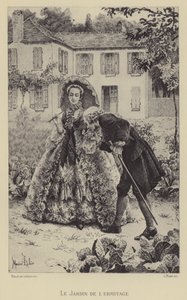Eremitagets trädgård (gravyr) av Maurice Leloir