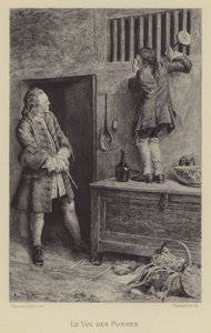 Stölden av äpplena (gravyr) av Maurice Leloir