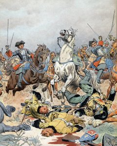 Spanska tronföljdskriget: det franska kavalleriets sista anfall i slaget vid Malplaquet (Belgien) den 11 september av Maurice Leloir