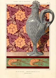 Tuppformad vas med Umbelblommor och räkmönster (litografi) av Maurice Pillard Verneuil